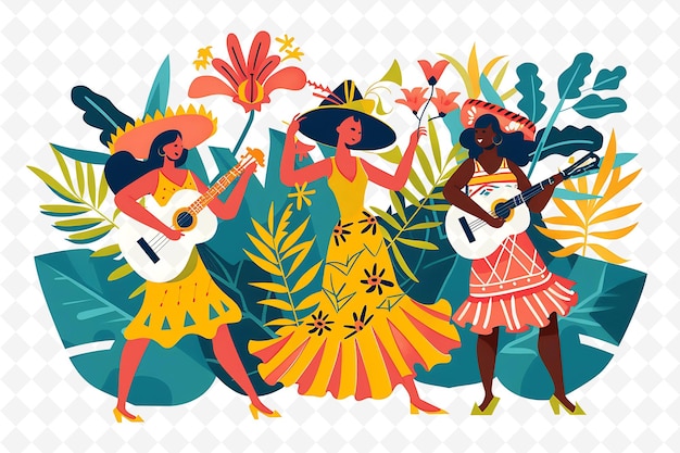 PSD a colorful illustration of women playing a guitar and singing