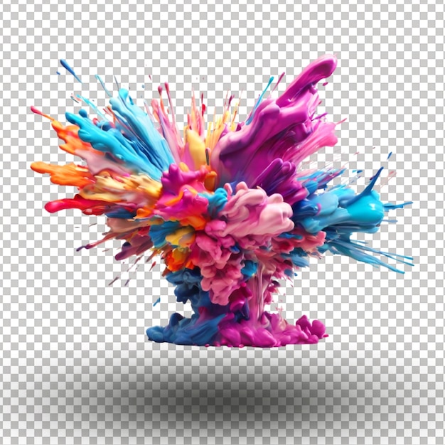 Colorful ink explosion isolated on transparent background