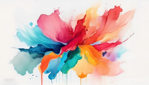 PSD colorful ink smears on a white background