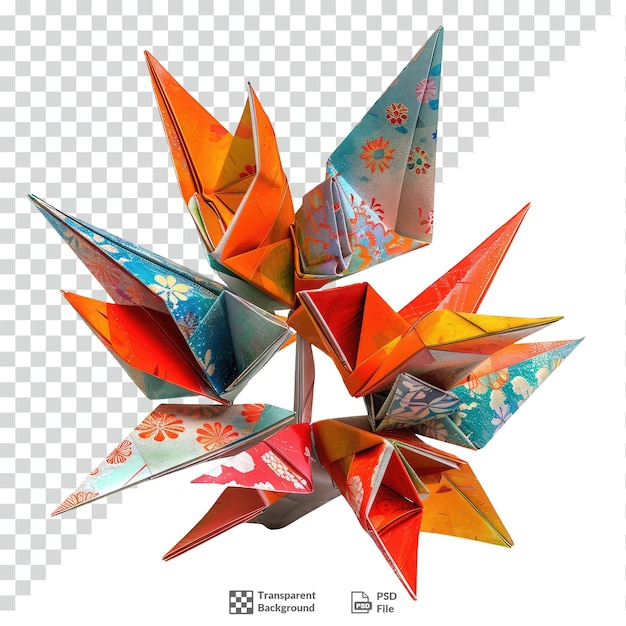 colorful japanese origami transparent background