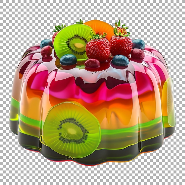 Colorful Jelly Cake on Transparent Background Ai Generated