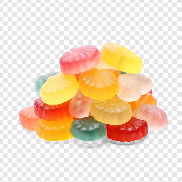 Colorful jelly candies on transparency background PSD