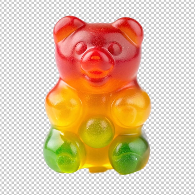 PSD colorful jelly gummy bear on transparent background