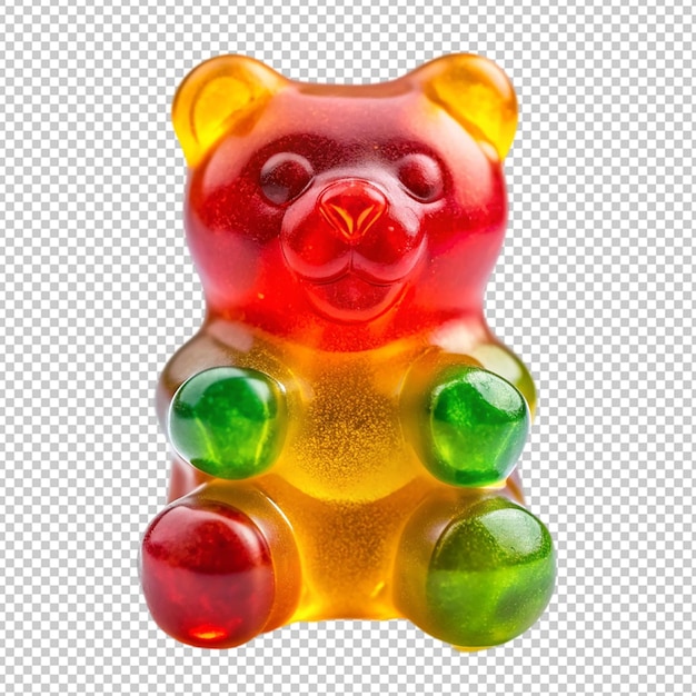 PSD colorful jelly gummy bear on transparent background