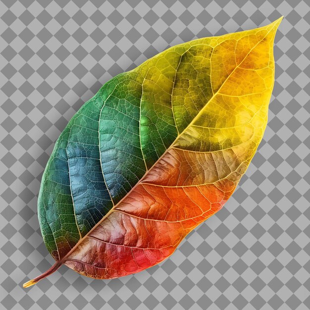 a colorful leaf that is on a transparent background