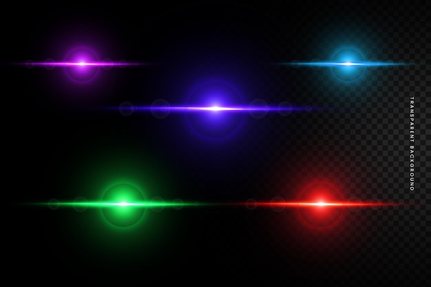 Colorful lens flare set and full transparent background