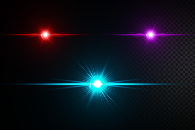 Colorful lens flare set and full transparent background