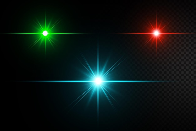 Colorful lens flare set and full transparent background