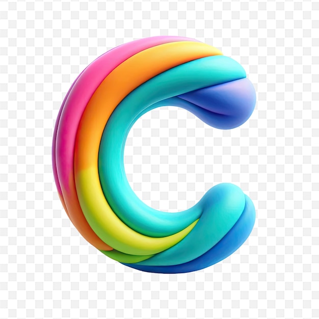 PSD colorful letter c on a transparent background