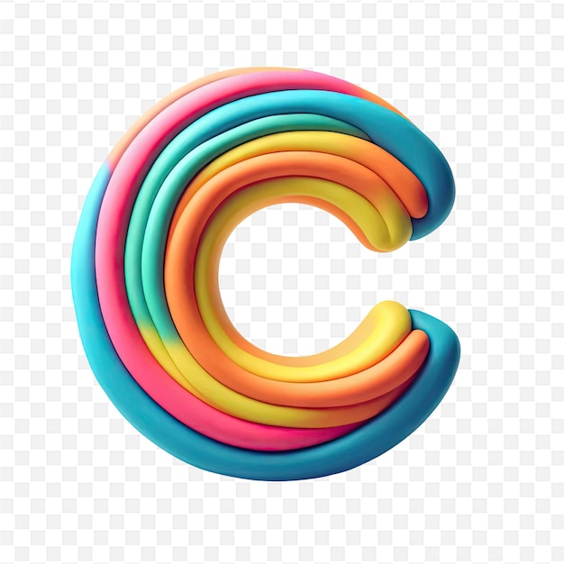 PSD colorful letter c on a transparent background