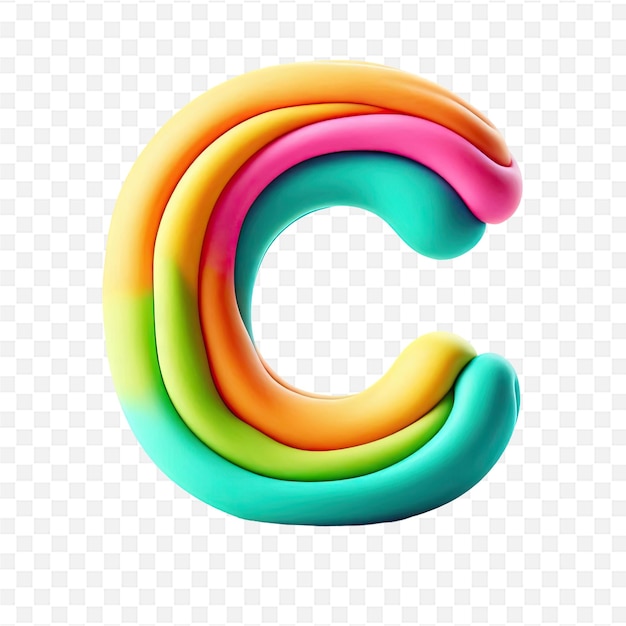 PSD colorful letter c on a transparent background