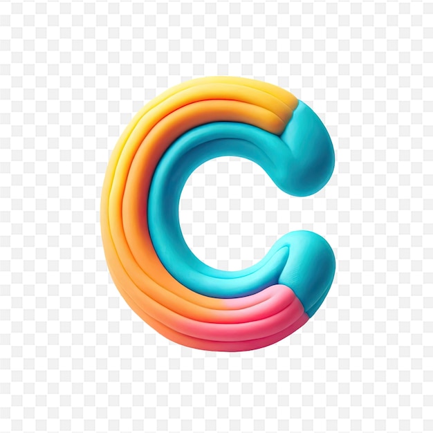 PSD colorful letter c on a transparent background