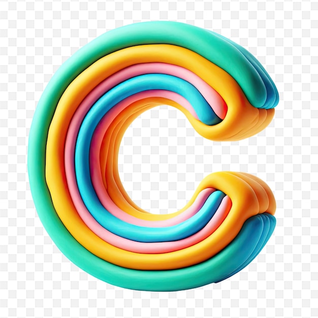 PSD colorful letter c on a transparent background