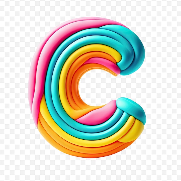 PSD colorful letter c on a transparent background