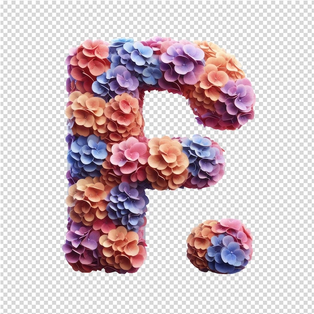 a colorful letter f made from flowers