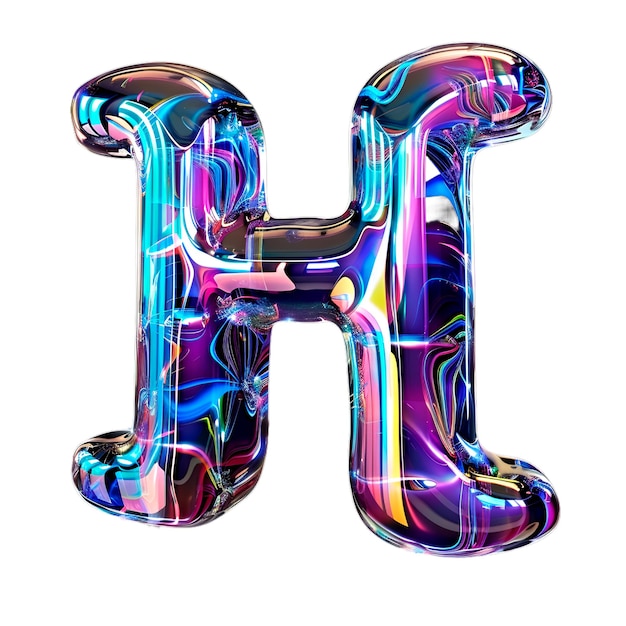 PSD a colorful letter h that is painted in colorful and has a large letter on it