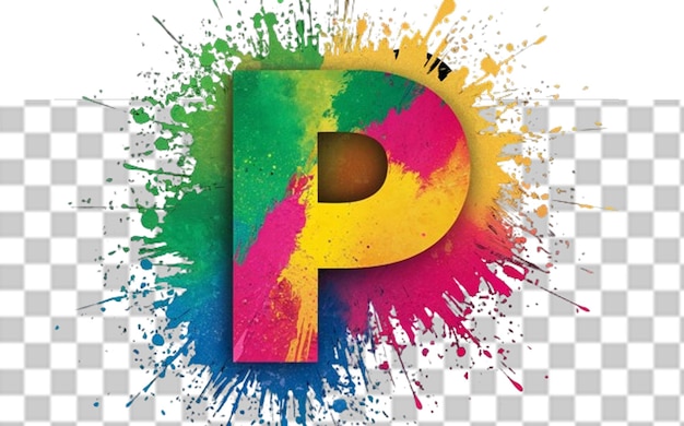 a colorful letter p is shown with a colorful background