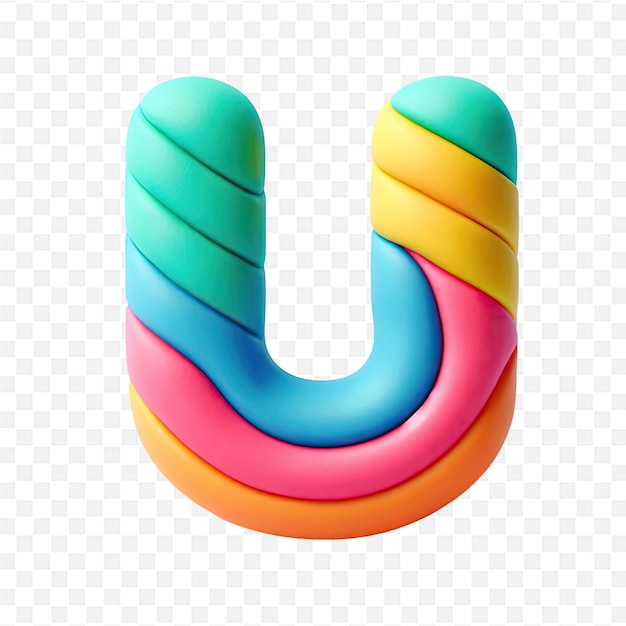 a colorful letter u is shown on a transparent background