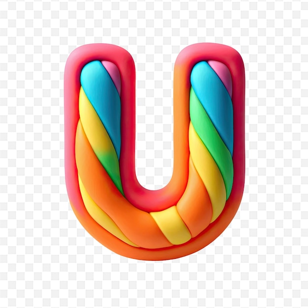 colorful letter u on a transparent background