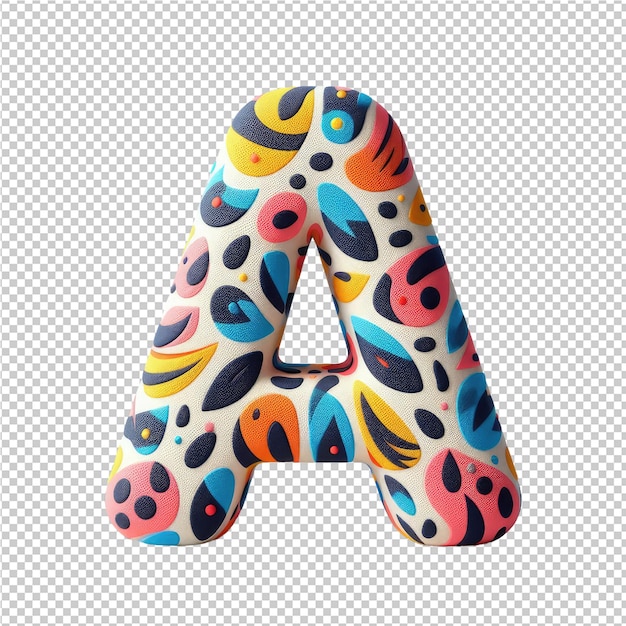 a colorful letter a with a colorful pattern of multicolored circles