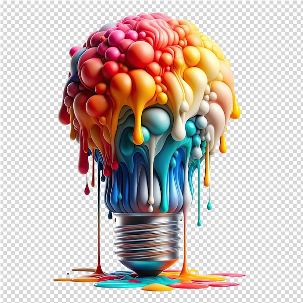 a colorful light bulb with colored liquid on it