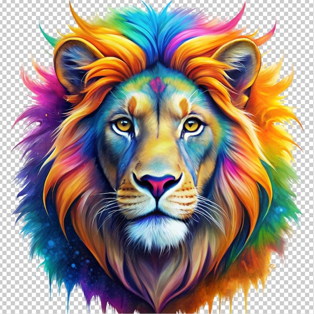 PSD colorful lion transparent background