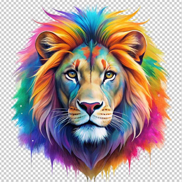 PSD colorful lion transparent background