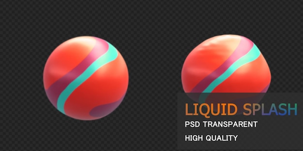 Colorful Liquid splash 3d rendering premium psd