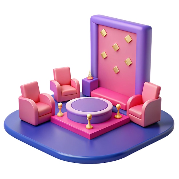 PSD a colorful living room with a pink couch and a table with a sign that says quot the word quot on it