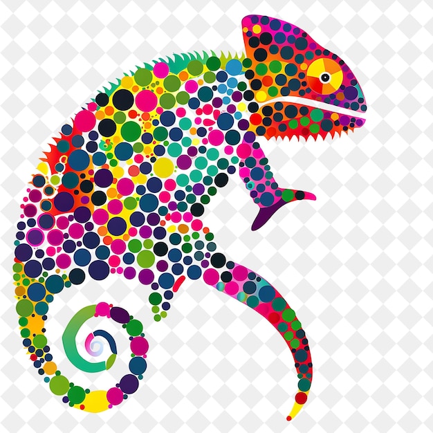 PSD a colorful lizard with multicolored circles on it