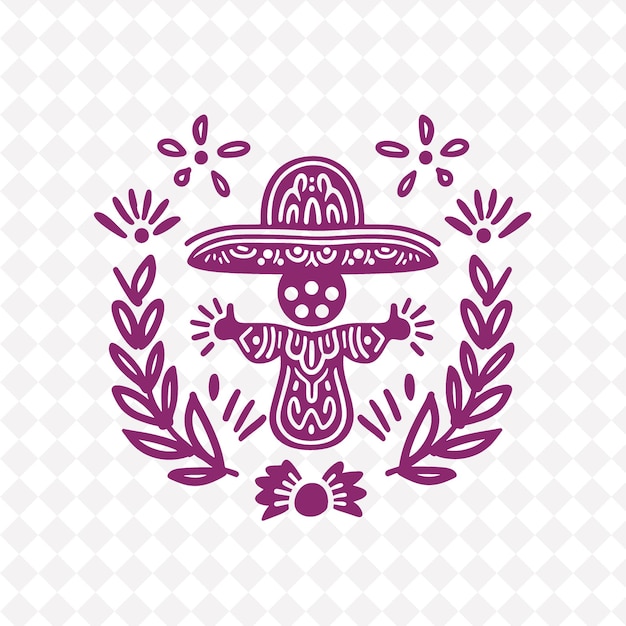 PSD a colorful logo with a sombrero and a hat on it