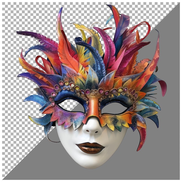 PSD colorful mask for woman transparent background