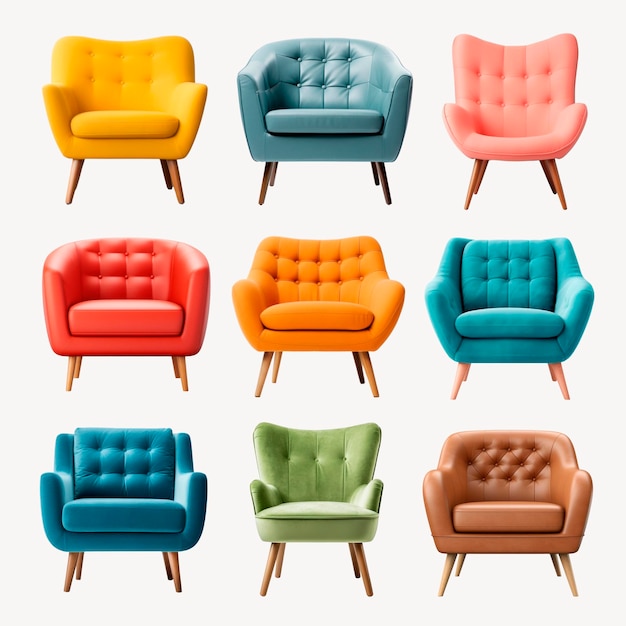 PSD colorful modern armchairs collection