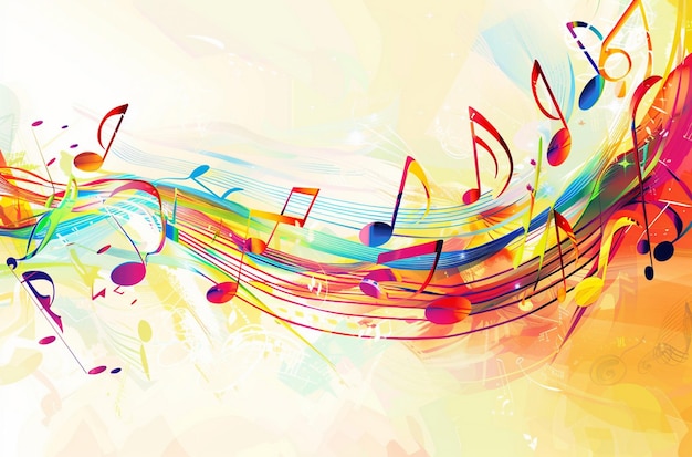 PSD colorful music notes background vector presentation design