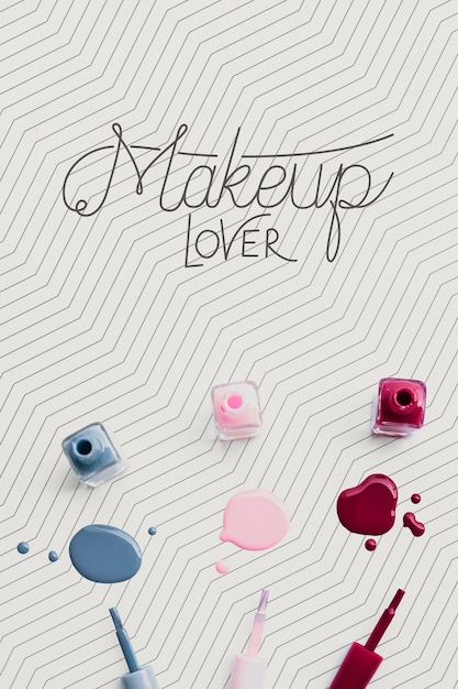 PSD colorful nail polish make-up concept mock-up