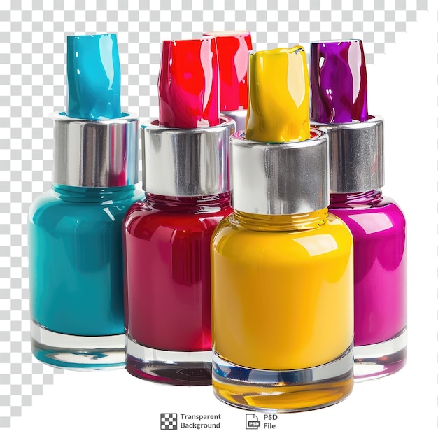 PSD colorful nail polish set transparent background