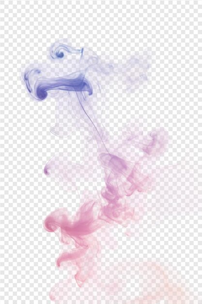 PSD a colorful number of smoke with a blue and pink ink on a transparent background