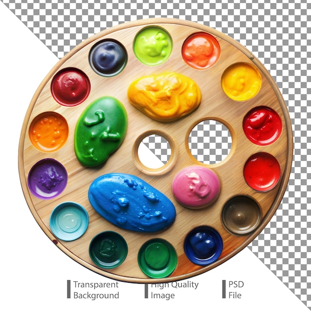 PSD colorful paint palette isolated on transparent background