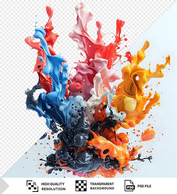 PSD colorful paint splash explosion on transparent background