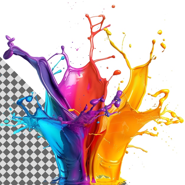 Colorful Paint Splash Isolated on Transparent Background Vibrant Dynamic Artistic Abstract