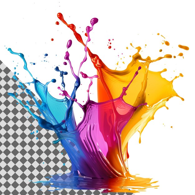 Colorful Paint Splash Isolated on Transparent Background Vibrant Dynamic Artistic Abstract