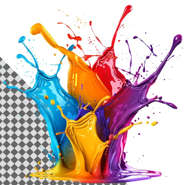 PSD colorful paint splash isolated on transparent background vibrant dynamic artistic abstract