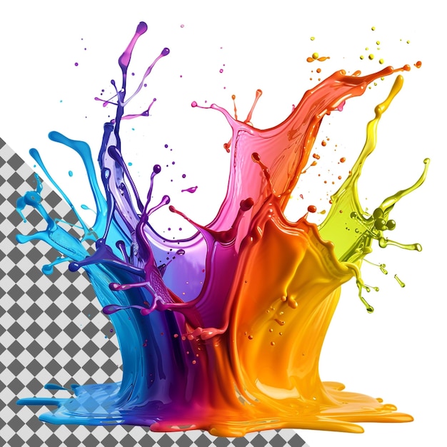 Colorful Paint Splash Isolated on Transparent Background Vibrant Dynamic Artistic Abstract