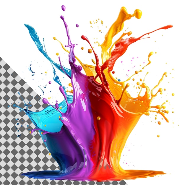 Colorful Paint Splash Isolated on Transparent Background Vibrant Dynamic Artistic Abstract