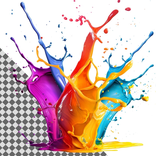 Colorful Paint Splash Isolated on Transparent Background Vibrant Dynamic Artistic Abstract