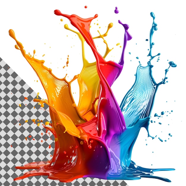 Colorful Paint Splash Isolated on Transparent Background Vibrant Dynamic Artistic Abstract