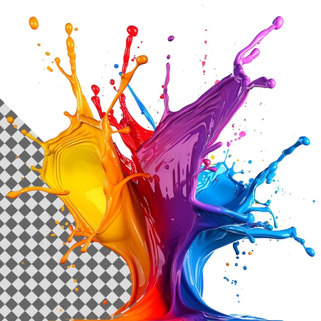 Colorful Paint Splash Isolated on Transparent Background Vibrant Dynamic Artistic Abstract