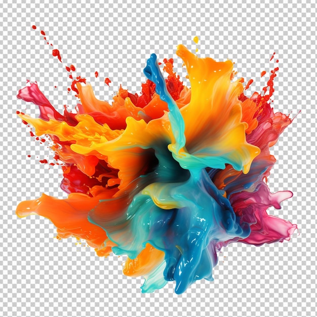 Colorful paint splash isolated on transparent background