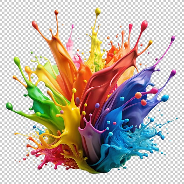 PSD colorful paint splashes on transparent background