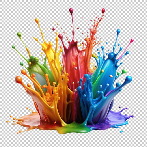 PSD colorful paint splashes on transparent background